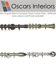 Neo Original 28mm Metal Curtain Poles, Different colours and finials available!