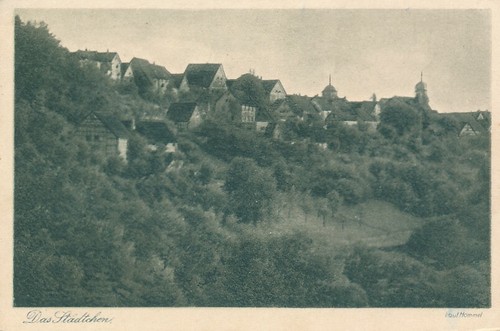 Old black postcard the - black, town