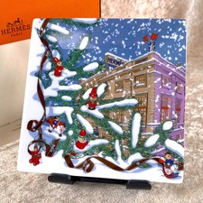 Hermes Paris Tray Plate CHRISTMAS NOEL AU 24 FAUBOURG VIP Gift 2005 11 cm w/Box