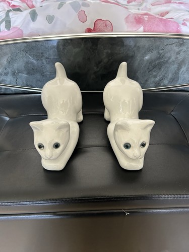 Vintage white porcelain cats - vintage,