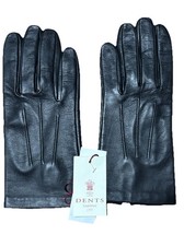 Dents Black Leather SILK-Lined