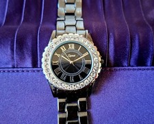 Spirit Ladies Quartz Black Graphite Watch ASPL28 Black Roman Numerals Bling
