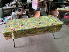 Original 52” wide x 67” long piece of Floral Crewel Work Wool Fabric