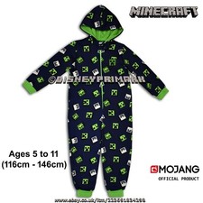 Official MINECRAFT ONESY All In One Sleepsuit PJ Creeper Hooded MineCon Pajamas