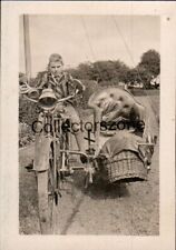 1917 Boy Motorcycle & Sidecar Scotland Photo 2.75 x 1.75 Inch