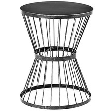  16" Steel Patio Side Table, Garden End Table with Hourglass Design, Black