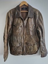 Vintage GUCCI 100% Leather Field Jacket Brown Size EU58 (UK48)