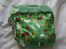 Totsbots Reusable Nappy One Size Eco Nappies Vehicles Green Jack Beanstalk Lined