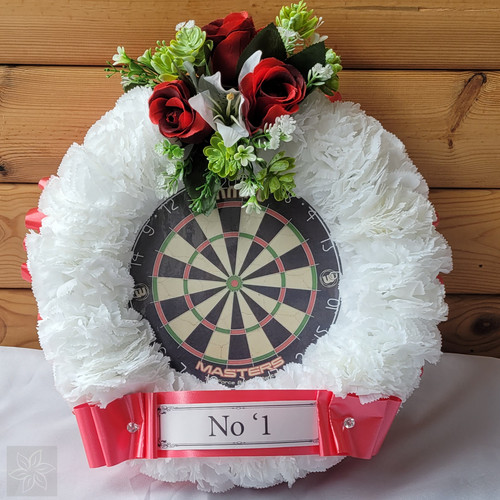 Dartboard funeral flowers - dartboard,