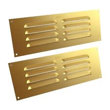 2 x LOUVRE AIR VENTILATION VENT 9" x 3" Wall/Door Airing Cover Pair Brass/Gold