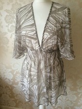 MARKS & SPENCER AUTOGRAPH BEIGE WHITE MINI BEACH COVER-UP SIZE 12 - 14 NEW BNWOT