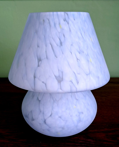 Pale blue glass mushroom table - blue,