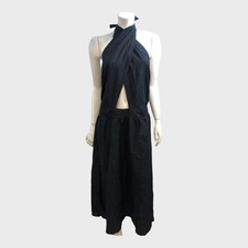 River Island Black Linen Halterneck Midi Dress