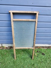 Vintage Wood and Glass Washboard Old Collectable