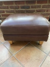 Laura Ashley Large Brown Leather Footstool