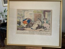 Thomas Rowlandson hand coloured framed engraving -  Peter Plumb's Diary 1810