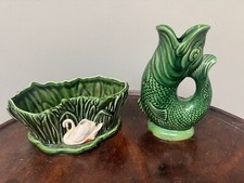 Dartmouth Pottery Fish Glug Jug Vase & Sylvac Bowl