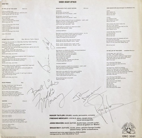 Queen signed sheer - signed, 'sheer