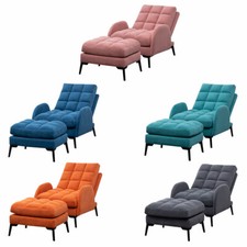 Super Soft Sleeper Sofa Lazy Chair Bed With Footstool Set Recliner Chaise Longue