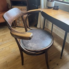 Jacob & Josef Kohn Bentwood Armchair Stamped Vienna c1900  Original Leather Seat