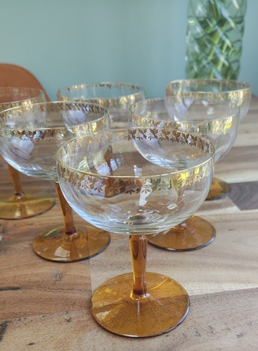 Vintage glass amber champagne - amber,