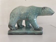 Rare Vintage Beswick Item Number 417 Polar Bear Ceramic Figure Blue