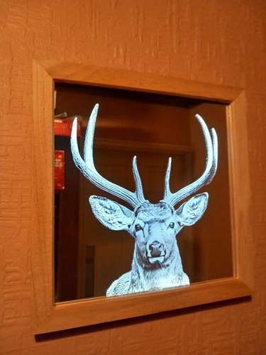 Wood framed engraved backlit - framed,