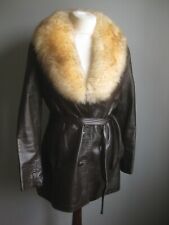 VINTAGE NAPPA LEATHER JACKET sheepskin collar 8 10 aviator flying belt pennylane
