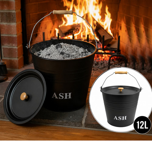 12l metal ash - with, lid