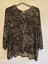 BN ANN HARVEY Women’s Brown And Cream Paisley Print Retro Tunic Size 24