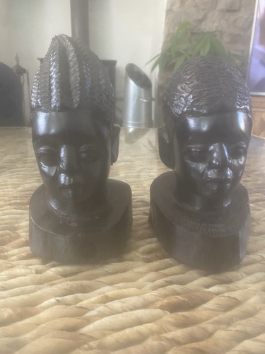 Pair hand carved african - pair,