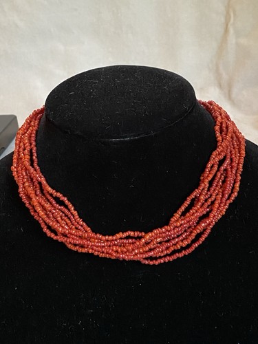Vtg salmon coral beaded - coral,