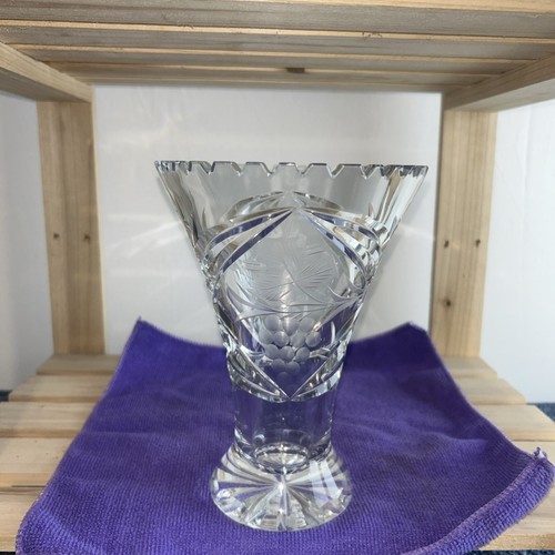 Vintage cut lead crystal vase - vintage,