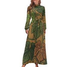 Vintage Leaf Women's Dress Size XS 0 S 4 M 6 L 10 1X 14 Long Maxi Dress