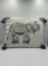 Elephant Cushion In Grey/Stone With Corner Tassels - Rectangular