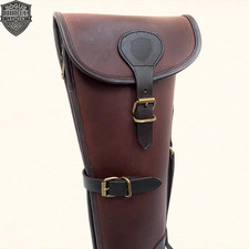 Leather Shotgun Slip Case Latigo Brown Custom Hunting Gun Bag | Rifle Case Gift.