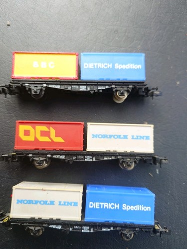 Trix gauge container wagons - n,