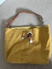River Island Real leather /faux Suede Mustard /yellow Handbag VGC
