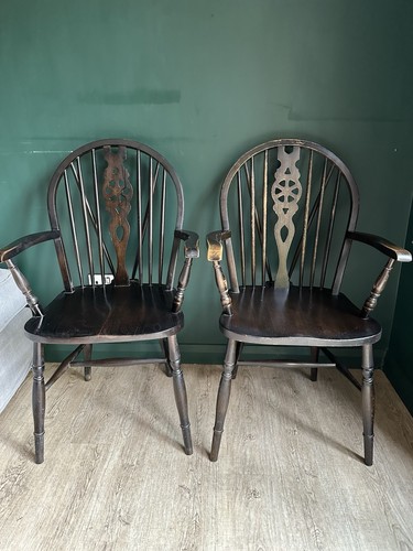 Pair vintage oak wheeled - oak,