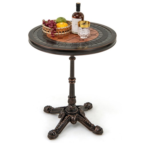 60cm aluminum side table - aluminum, red