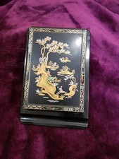 Vintage Oriental Style Metal Note Pad Holder With Pen Rest 1950's / 60's