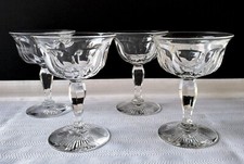 Set of Four Antique French Petal Cut Crystal Champagne Wine Glasses