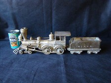 Very Large & Heavy Decorative Brass Steam Engine with Separate Tender TEXAS