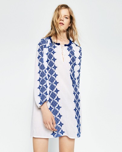 Zara women white blue - women's,
