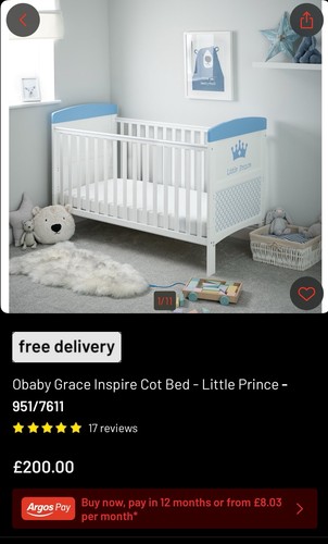 Obaby grace inspire cot bed - obaby,