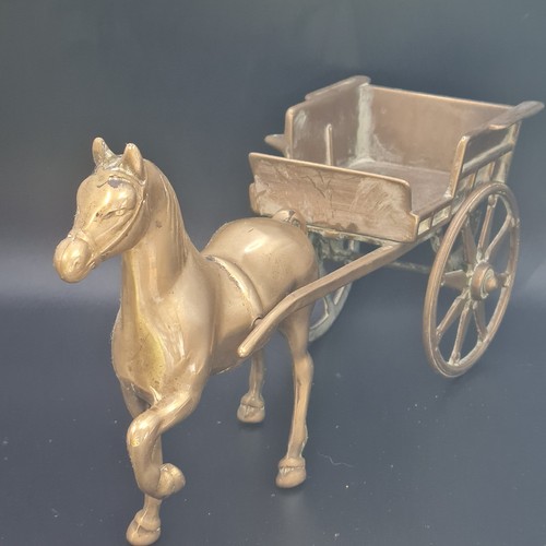 Vintage brass horse - and, cart