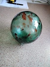 Hanging Glass Ball 12 Cm .Green & Brown Speckled .