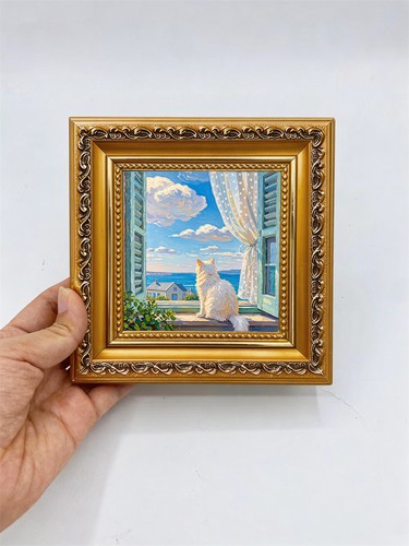 White cat window - window, sea