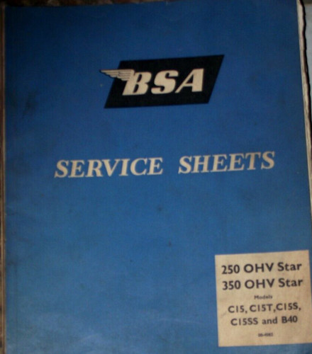 Bsa service sheets 250 - bsa, ohv