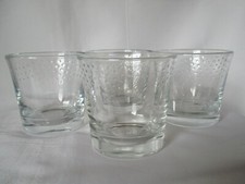 EX 'GLADE' PATTERNED GLASS CANDLE HOLDERS x 14